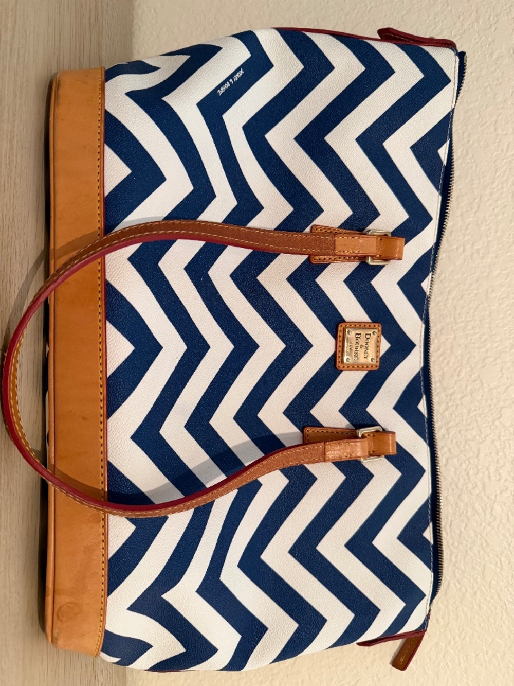 Dooney & Bourke Blue and White Chevron Tote and Wallet